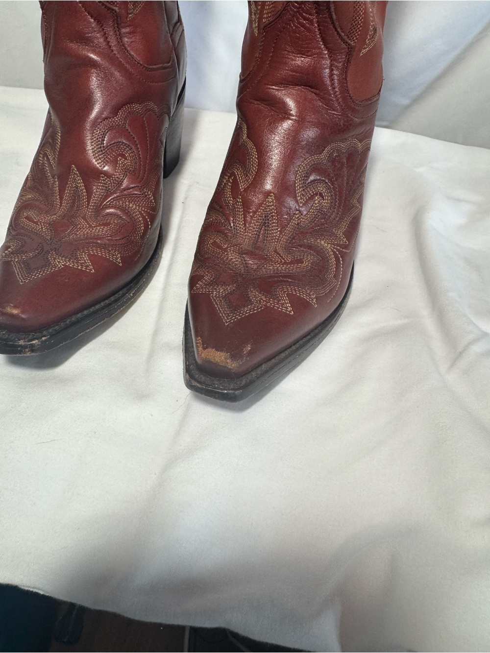 Dan Post Cowboy Boots Women 7.5 Leather Western Stitching Red-Brown Heeled - Picture 7 of 11